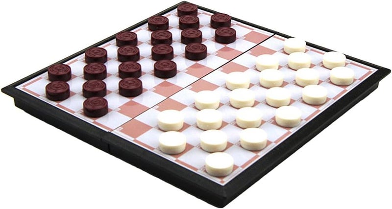 klarako Draughts Chess Game Set, 50 Pieces Chess Pieces, Magnetic & Folding Chessboard, Plastic International Ches Travel Checkers Set - Image 3