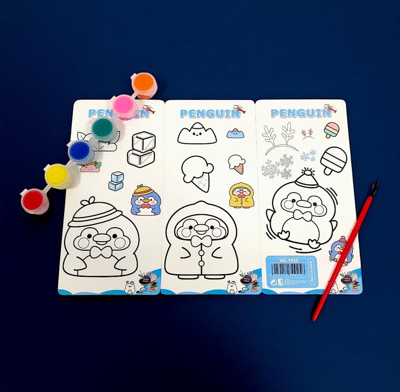 Tresneria Kids Art & Stationery Set with Watercolors, Sketch Pad, Notebook, Pencils, Sharpener & Eraser (Penguin, 3) - Image 3