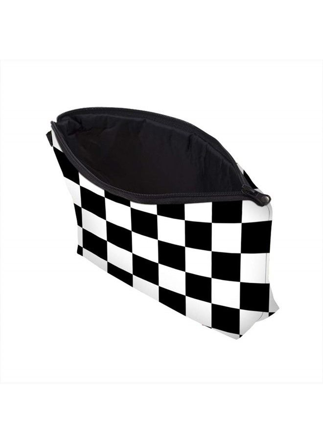 deanfun - Cosmetic Bag for Women, Black White Lattice Waterproof Makeup Bags Roomy Toiletry Pouch Travel Accessories Gifts (51782) - Image 1