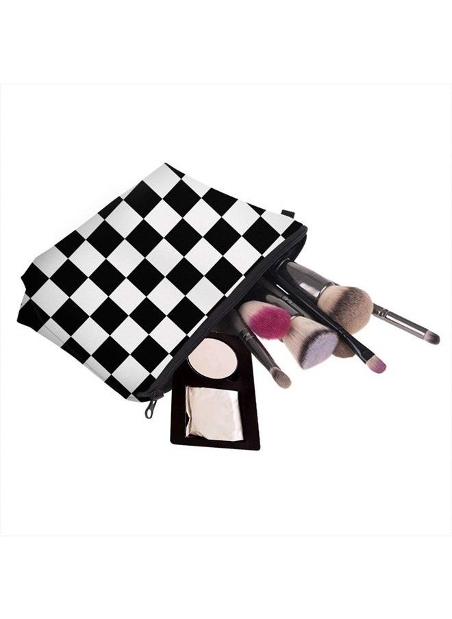 deanfun - Cosmetic Bag for Women, Black White Lattice Waterproof Makeup Bags Roomy Toiletry Pouch Travel Accessories Gifts (51782) - Image 1