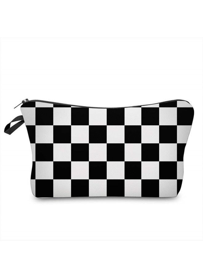 deanfun - Cosmetic Bag for Women, Black White Lattice Waterproof Makeup Bags Roomy Toiletry Pouch Travel Accessories Gifts (51782) - Image 1