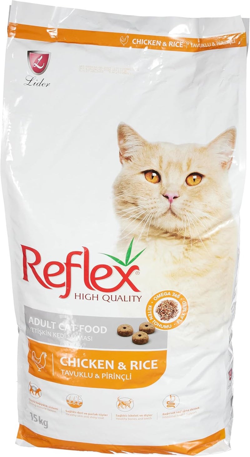 ريفليكس طعام القطط الجاف للبالغين Lider Reflex بالدجاج والأرز، 15 كجم - Image 1