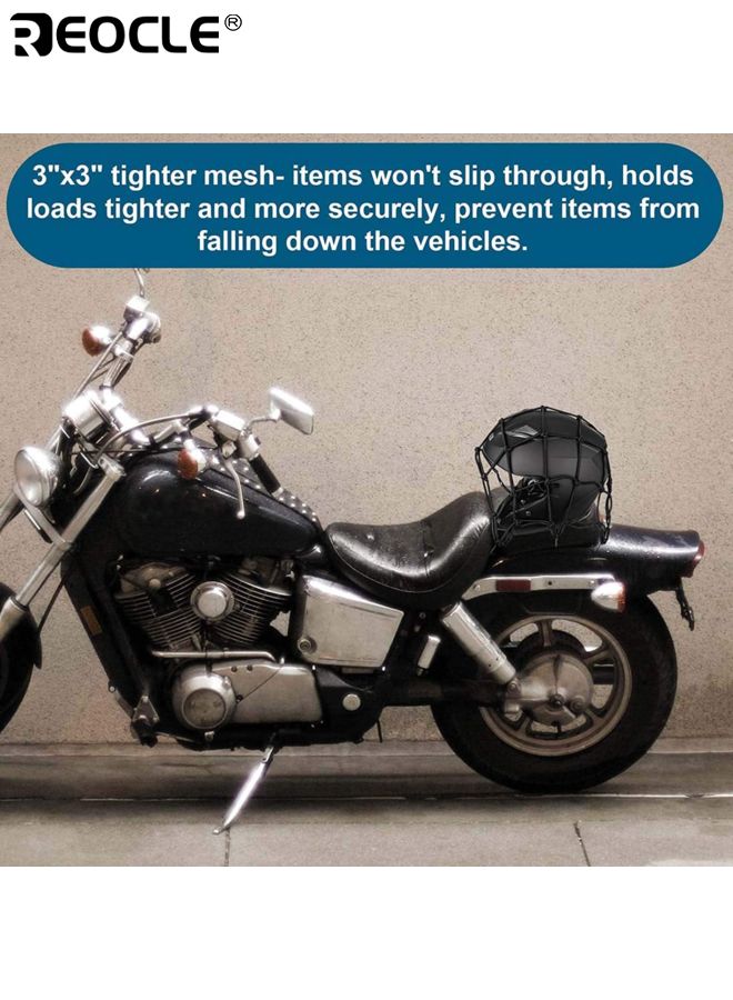 REOCLE 2PCS Cargo Net Elastic Motorcycle Luggage Bungee Netting with 6 Adjustable Metal Hooks Stretchable Bungee Cord Mesh Load Net for Bike Paddle Board Quad Canoe Moped and ATV - Image 2