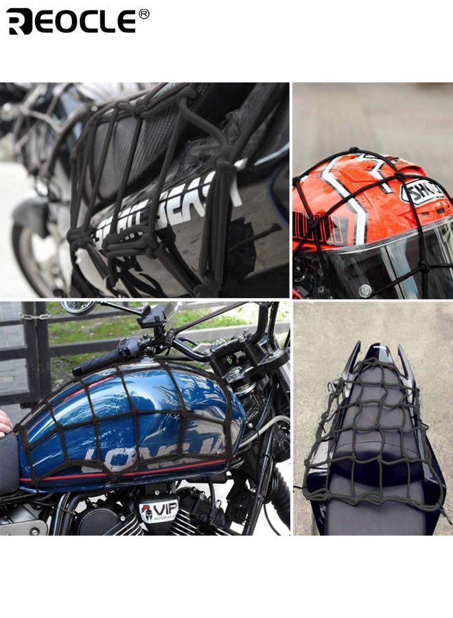 REOCLE 2PCS Cargo Net Elastic Motorcycle Luggage Bungee Netting with 6 Adjustable Metal Hooks Stretchable Bungee Cord Mesh Load Net for Bike Paddle Board Quad Canoe Moped and ATV - Image 5