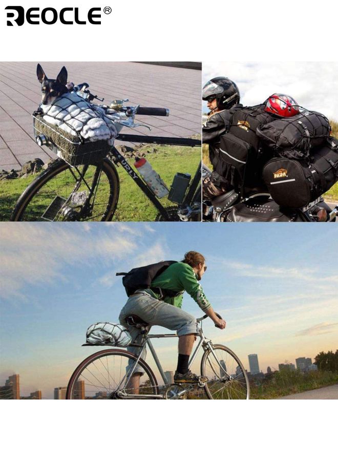 REOCLE 2PCS Cargo Net Elastic Motorcycle Luggage Bungee Netting with 6 Adjustable Metal Hooks Stretchable Bungee Cord Mesh Load Net for Bike Paddle Board Quad Canoe Moped and ATV - Image 4