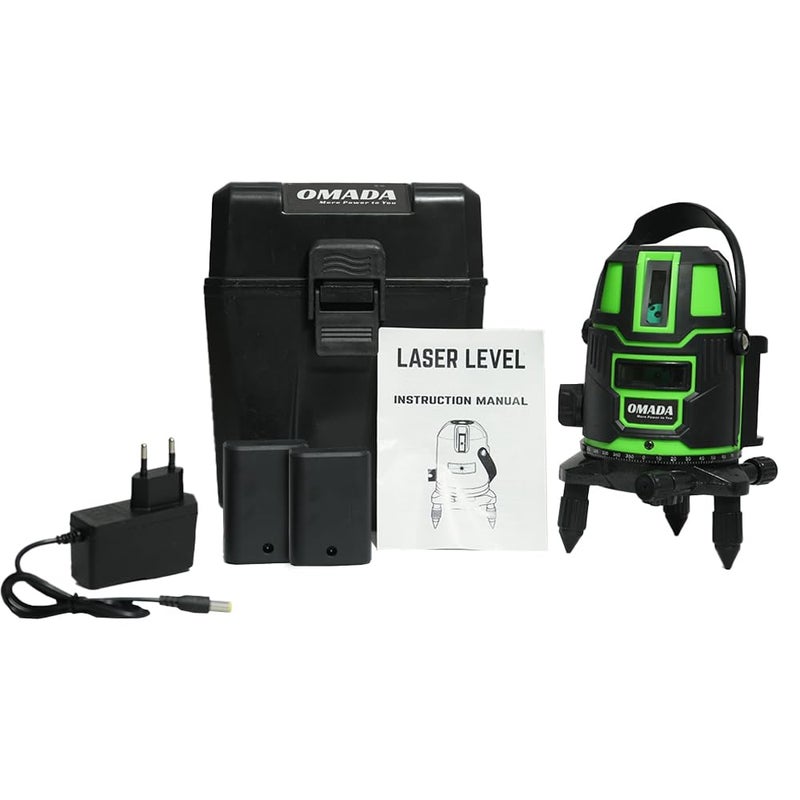 OMADA مستوى الليزر الأخضر المحترف 3 خطوط، 4x360° ليزر احترافي للبناء، جهاز تحكم عن بعد لمستوى الليزر العمودي/الأفقي مقاوم للغبار وماء | بطارية ليثيوم أيون | خدمة عملاء ممتازة - Image 1
