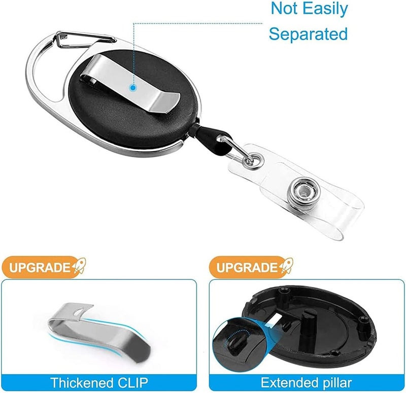 نالاندا حافظة بطاقات الهوية الجلدية مع نافذة شفافة وحزام رقبة قابل للفصل وبكرة شارة قابلة للسحب ومجموعة ملحقات بطاقات الهوية وشارات المكتب - أسود - Image 4