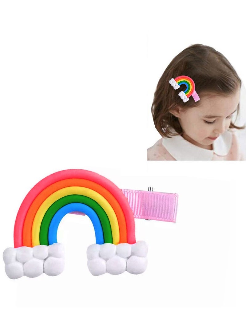 MARGOUN 6 Packs For Hair Clips Cloud Ornaments Colourful Flatback Polymer Rainbow Cloud Clips - Image 3