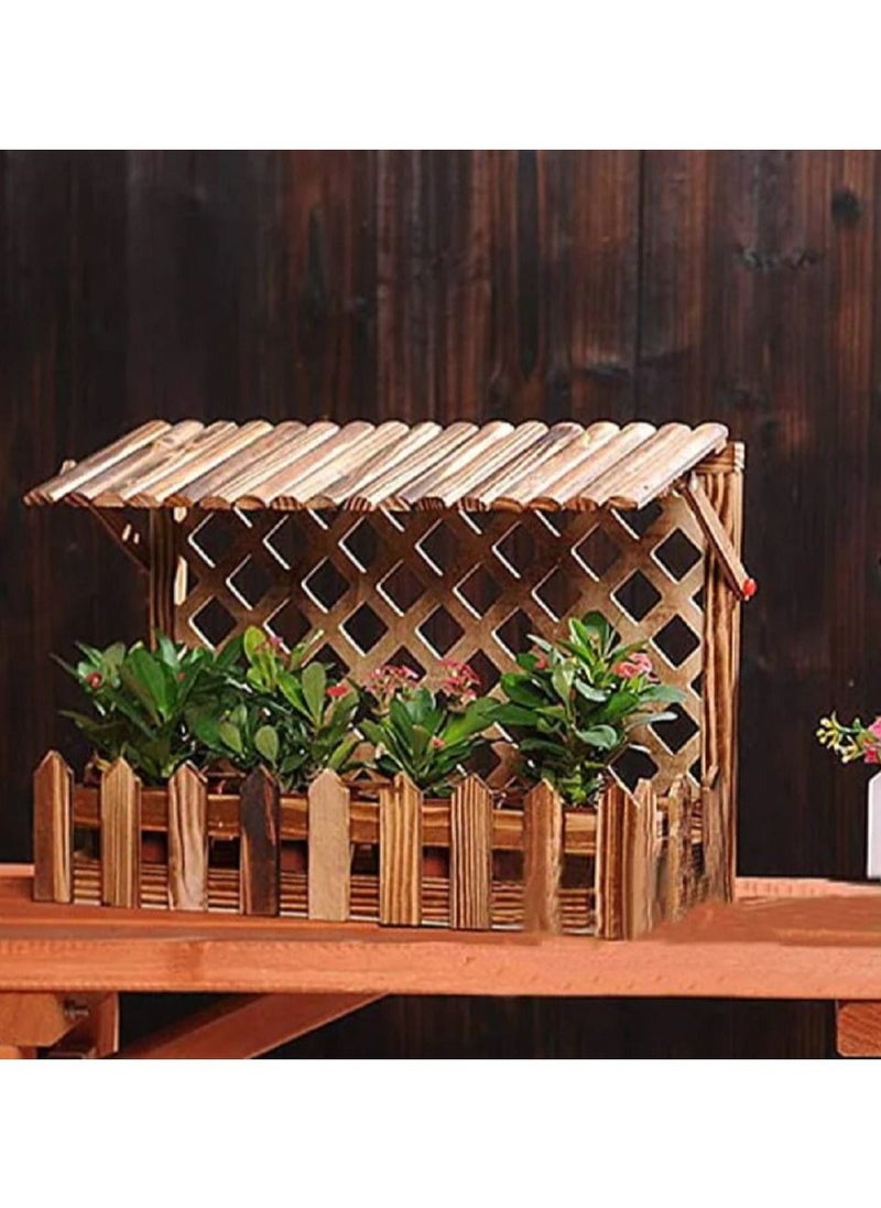 DubaiGallery Wooden Wall Hanging Planter Flower Pot Basket Vase Plant Holder Decorative Artificial Plants Flowers Pot Wood Planter  - Image 1