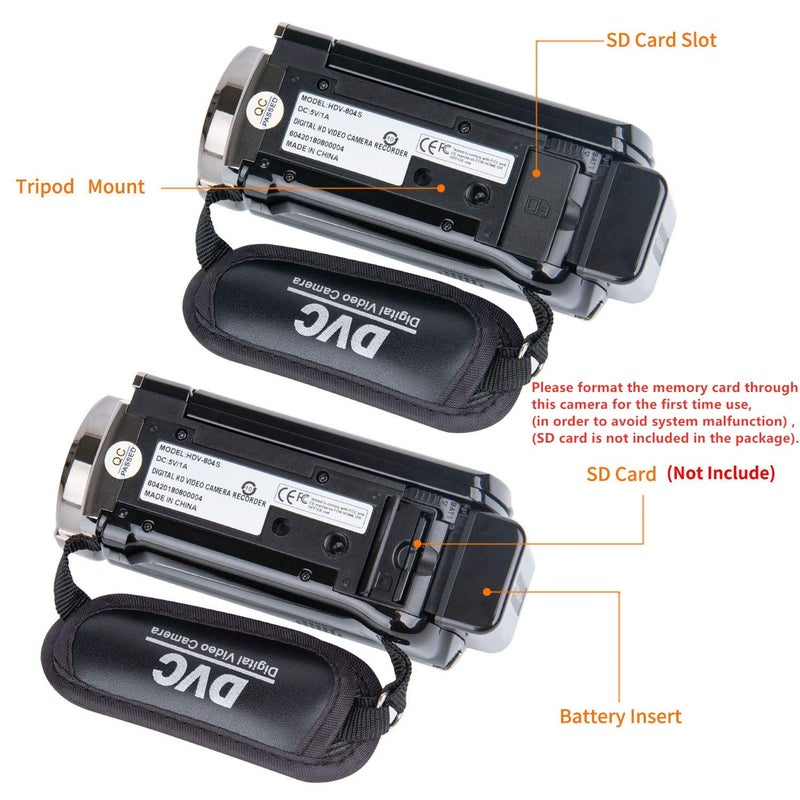 kicteck Video Camera Camcorder Digital YouTube Vlogging Camera Recorder Full HD 1080P 15FPS 24MP 3.0 Inch 270 Degree Rotation LCD 16X Digital Zoom Camcorder with 2 Batteries(604s) Black - Image 3