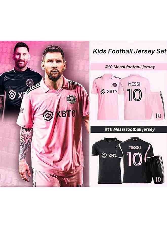 Kids Football Jersey Kit, Messi Jersey Shirts, Boys' Football Jersey Kit, Football Wear, Youth Sports Gift Set For Kids  Size 5-6Pink - Image 3