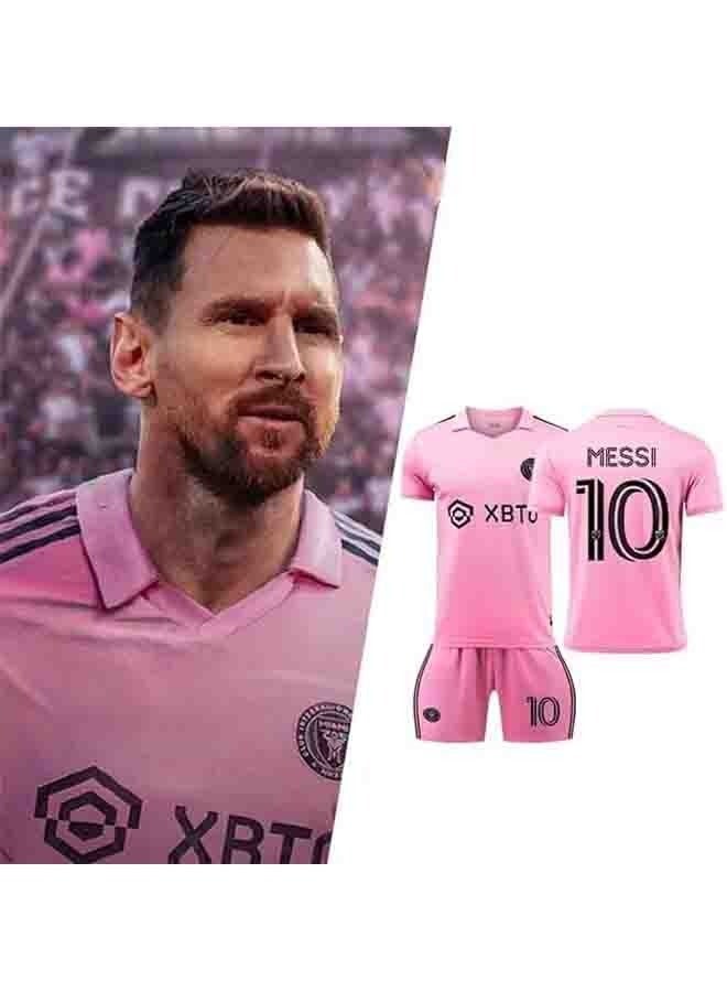 Kids Football Jersey Kit, Messi Jersey Shirts, Boys' Football Jersey Kit, Football Wear, Youth Sports Gift Set For Kids  Size 5-6Pink - Image 2