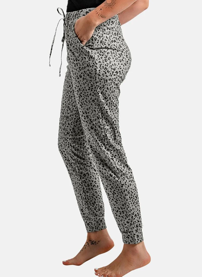 يونيكي Grey Printed Casual Jogger Trouser