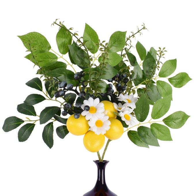 Artificial Lemon Blueberry Branches 2Pcs 145 Fake Lemon Blueberry Stems Fake Flowers for DIY Craft Home Wedding Dining Table Centerpieces
