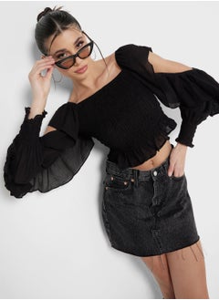 Cutout Ruffle Top