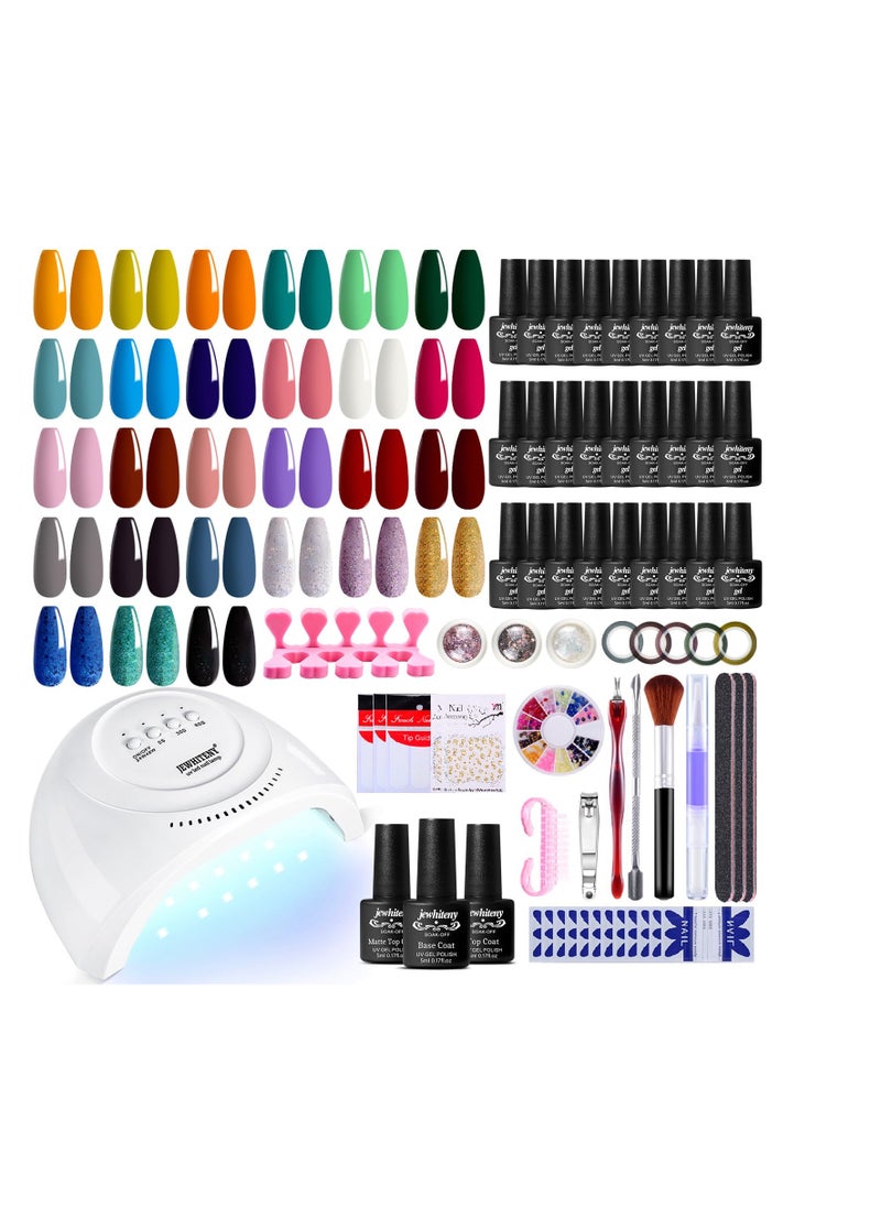 JEWHITENY 27 Colors Gel Nail Polish Kit with U V Light, 120W U V LED Nail Dryer Lamp Curing Gel Nail Polish Set Popular Gel Nail Polish Set DIY at Home, Nail Manicure Tools  - Image 1