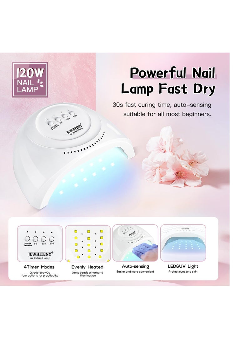 JEWHITENY 27 Colors Gel Nail Polish Kit with U V Light, 120W U V LED Nail Dryer Lamp Curing Gel Nail Polish Set Popular Gel Nail Polish Set DIY at Home, Nail Manicure Tools  - Image 2
