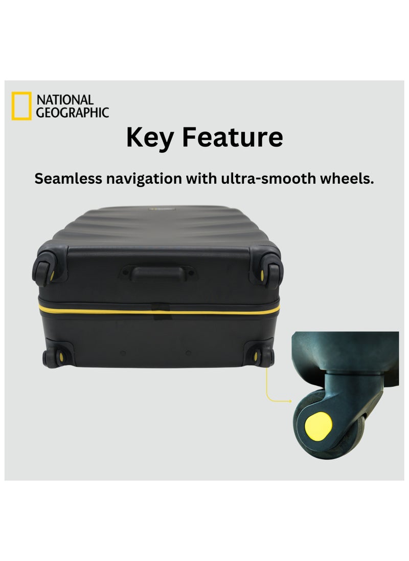 NATIONAL GEOGRAPHIC National Geographic Arete ABS Hard Case Medium Check-In Travel Suitcase Black, Durable Lightweight Travel Luggage, 4 Wheel Trolley Bag with TSA Combination Lock (24 Inch).  - Image 4