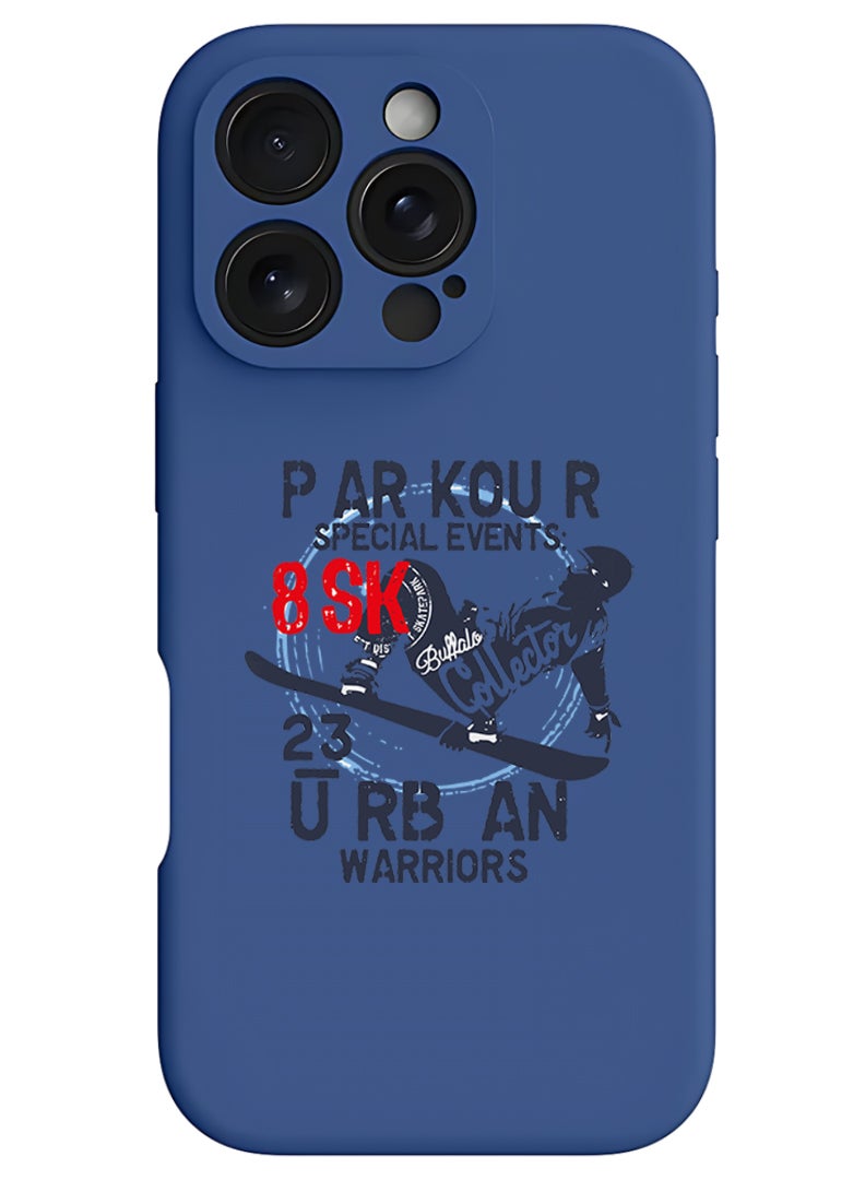 Theodor iPhone 16 Pro Max Blue Protective Slim Fit Case Liquid Silicone Cover with Full Body Protection Anti-Scratch Shockproof Case For iPhone - Parkour special events - Image 1