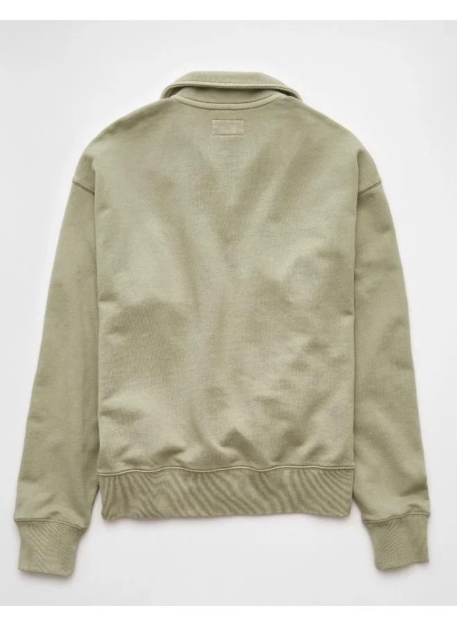 American Eagle AE Quarter-Zip Polo Collar Sweatshirt