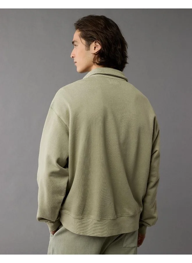 American Eagle AE Quarter-Zip Polo Collar Sweatshirt