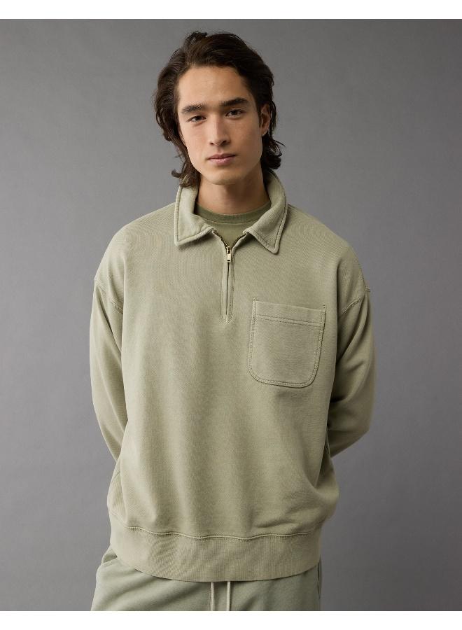 American Eagle AE Quarter-Zip Polo Collar Sweatshirt - Image 1