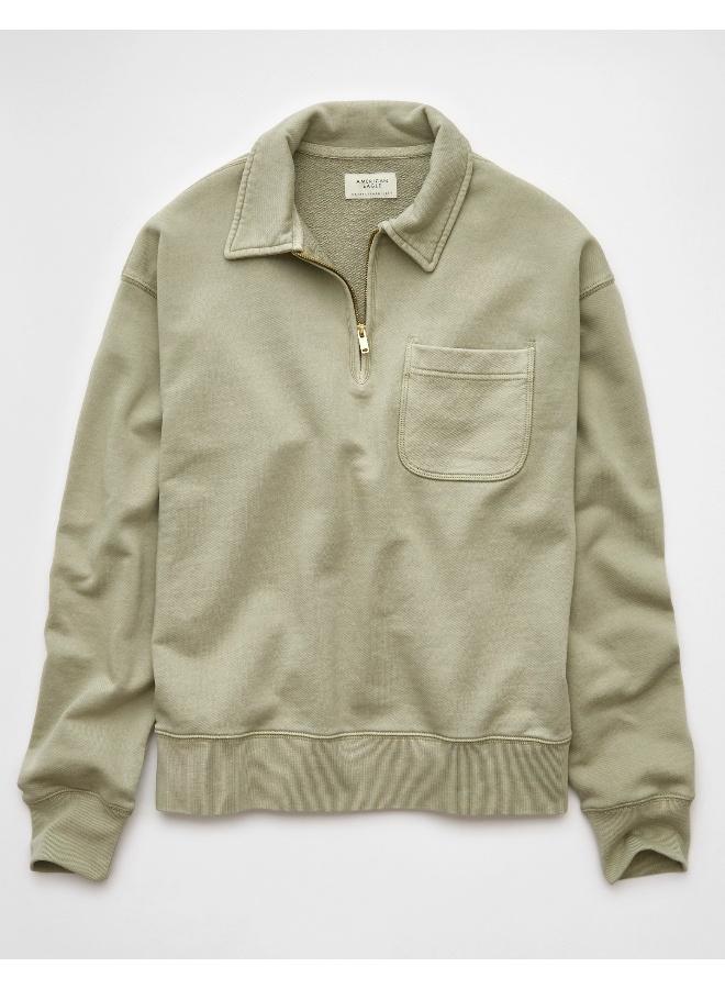 American Eagle AE Quarter-Zip Polo Collar Sweatshirt - Image 3