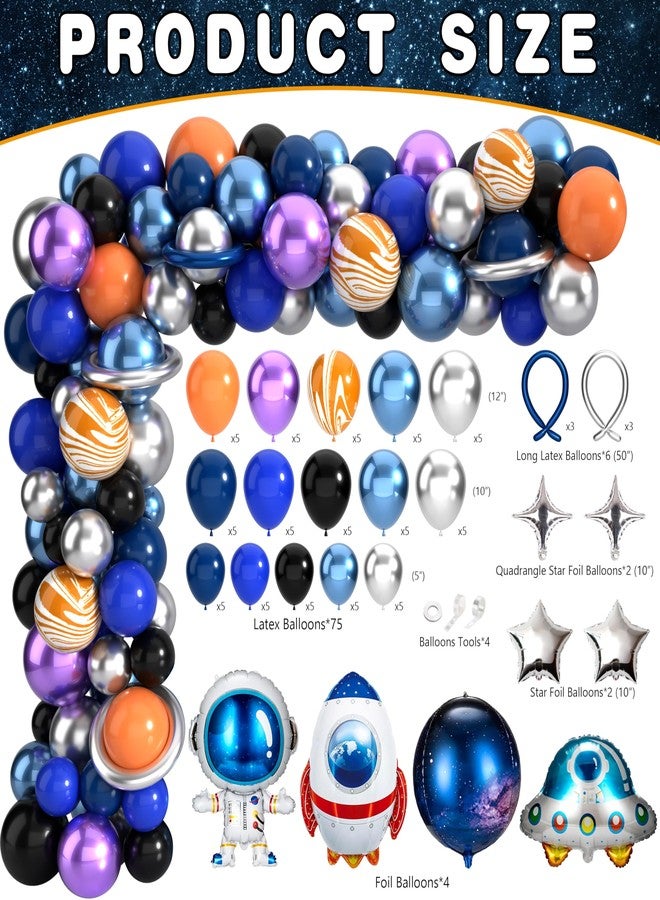 BORAMDO Outer Space Birthday Party Decorations Space Themed Party Supplies Planet Banner Backdrop Cake Topper Solar System Paper Lantern Galaxy Tablecloth Balloon Garland Kit for Space Astronaut Party Decor - Image 3