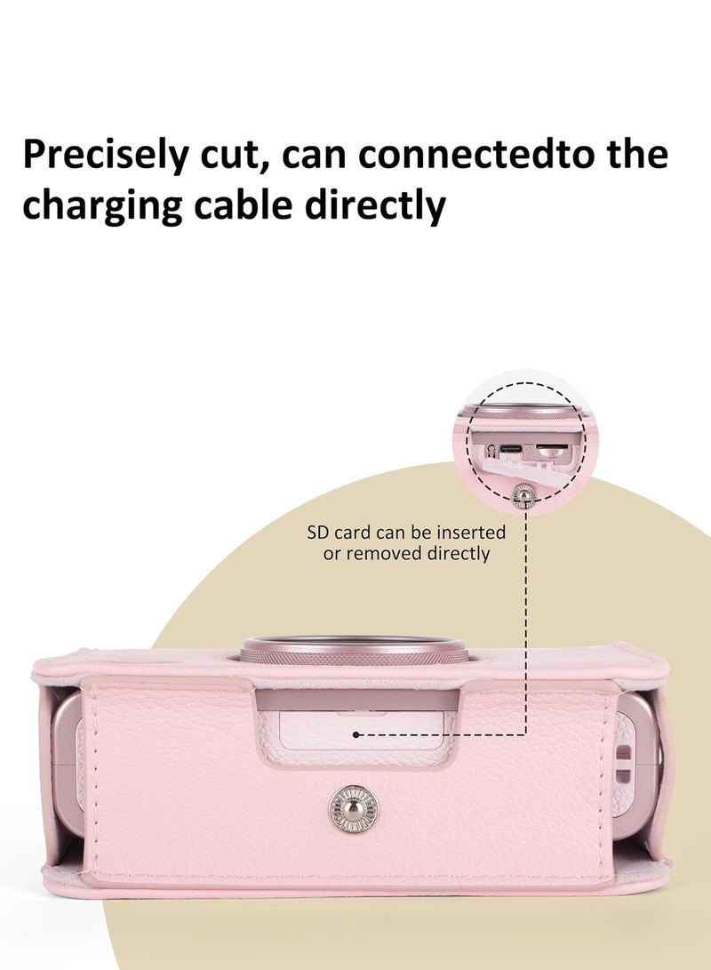 SJet Protective Case for Instax Mini EVO, Instant Camera-Lychee Texture Premium PU Leather Case with 9H Screen Protector, Adjustable Shoulder Strap (Pink) - Image 5