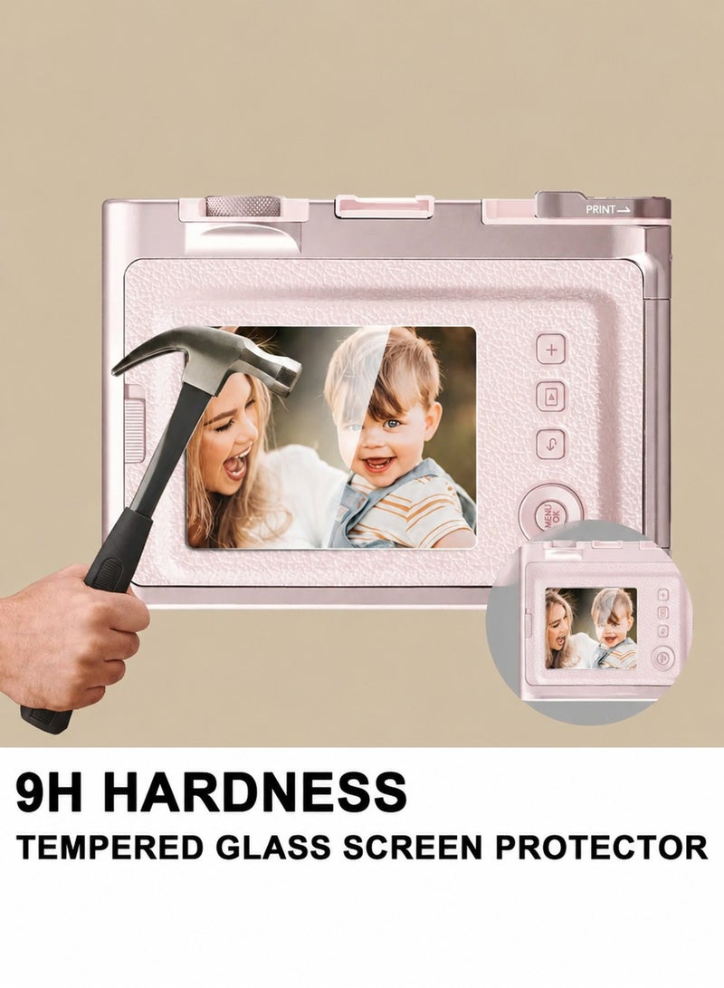 SJet Protective Case for Instax Mini EVO, Instant Camera-Lychee Texture Premium PU Leather Case with 9H Screen Protector, Adjustable Shoulder Strap (Pink) - Image 3