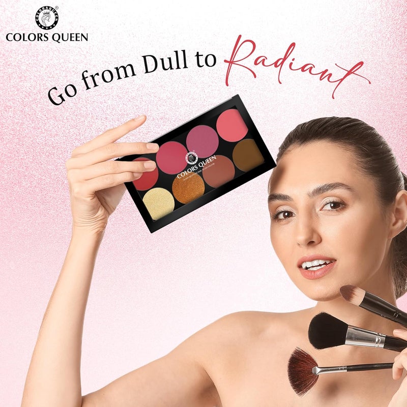 COLORS QUEEN Colors Queen Ultra Professional Blush Palette with Shimmer Highlighters and Contour Highly Pigmented Easy to Blendable Shades Lightweight Blush and Highlighter Palette Shade 03 - Image 5