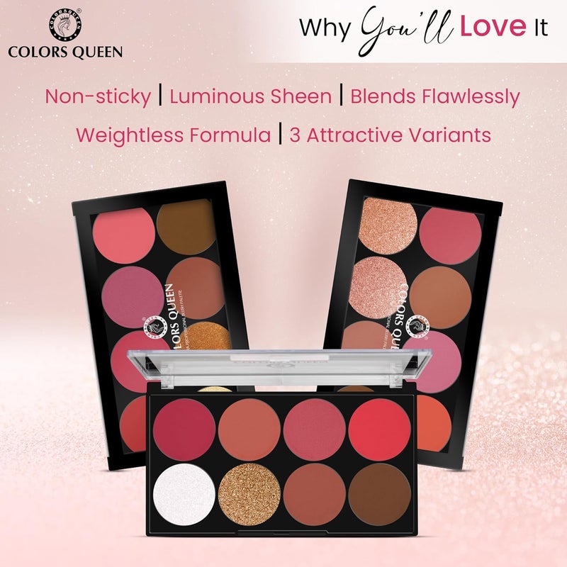 COLORS QUEEN Colors Queen Ultra Professional Blush Palette with Shimmer Highlighters and Contour Highly Pigmented Easy to Blendable Shades Lightweight Blush and Highlighter Palette Shade 03 - Image 4
