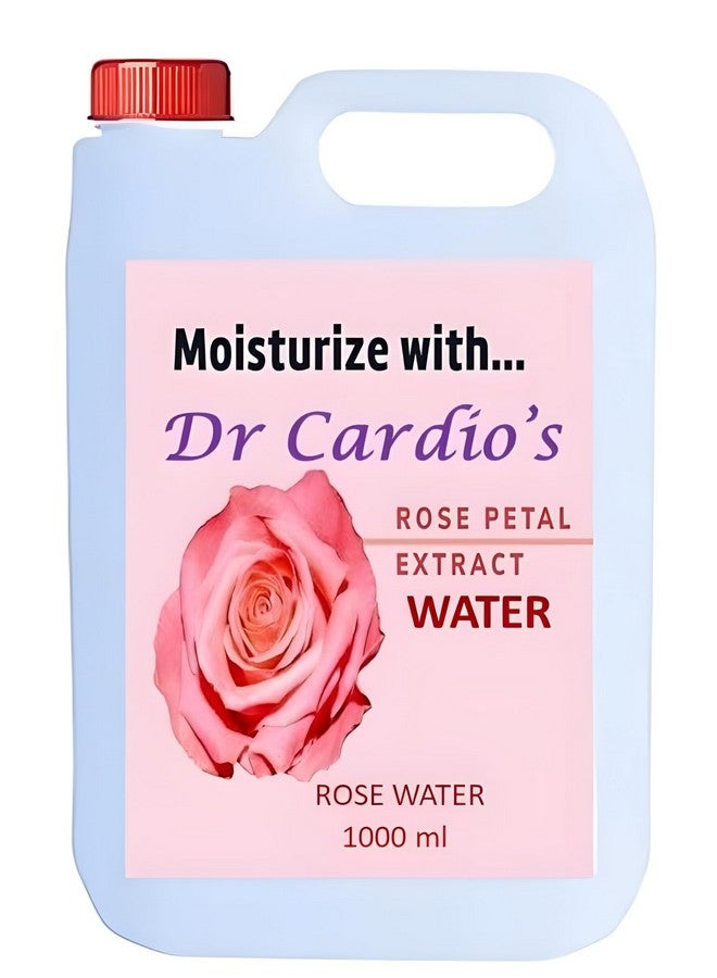 Dr Cardio ماء الورد د. كارديو، نقي وطبيعي، 1 لتر، مقطر بالماء، يغذي البشرة - Image 1