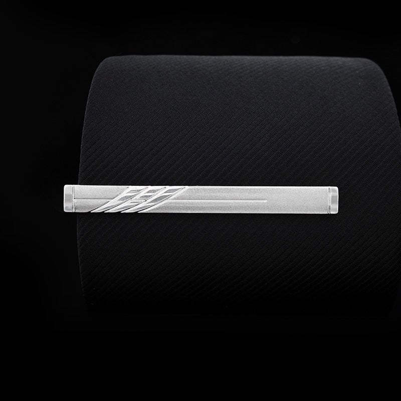 Loquat Silver Standard Security Tie Clip for Men J0134 Triple Slant Scrub