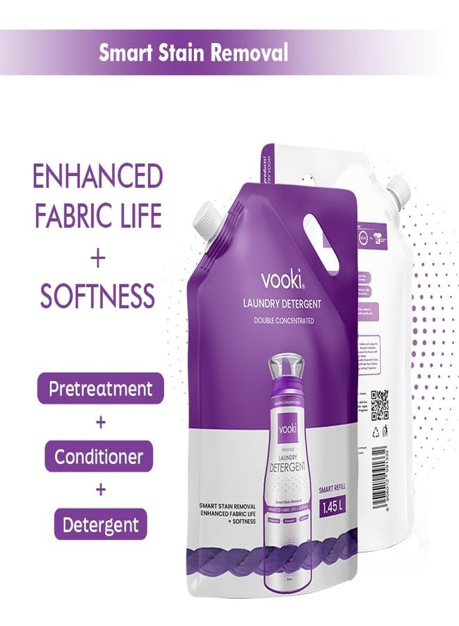 فوكي عبوة إعادة تعبئة سائل غسيل الملابس فوكي بايوسينس للغسالات ذات التحميل العلوي والأمامي، بتركيبة مركزة مضاعفة لإزالة البقع الصعبة، وتحسين عمر الأقمشة ونعومتها - 1.45 لتر - Image 2