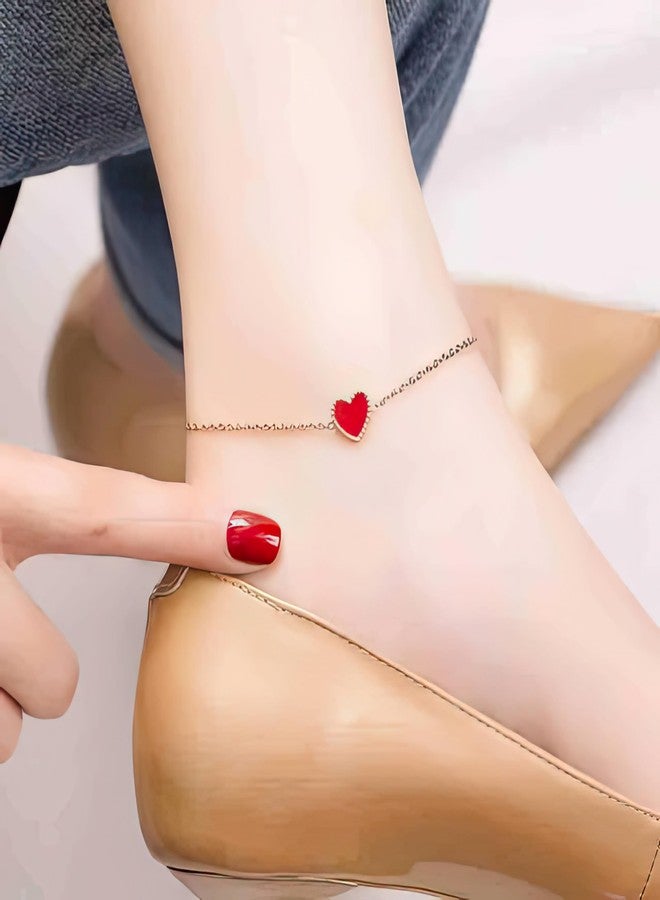 Thrillz Valentine Gift For Girlfriend Anklet For Women Gold Plated Heart Chain Anklets For Women Girls With Heartbox Love Gifts - Image 3
