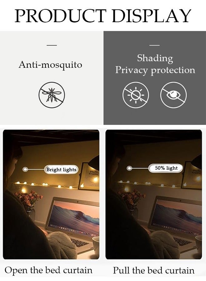 DUNISO Blackout Upper Berth Bunk Bed Curtains Dormitory Room Lightproof Decorative Roommate Privacy Cover Canopy Photo Background Decor Backdrop Blackout Curtain 3 Panels with a Top - Image 3