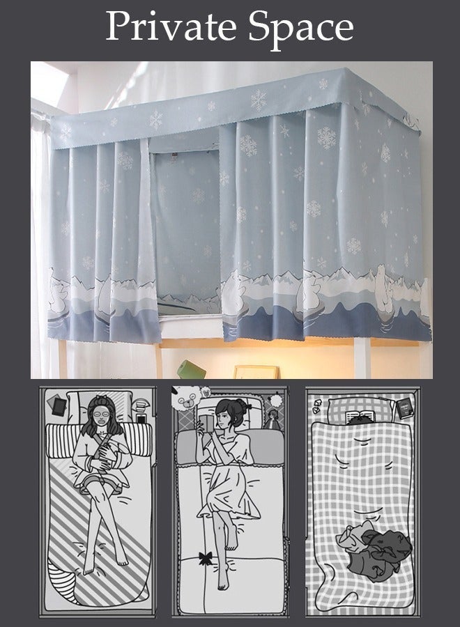 DUNISO Blackout Upper Berth Bunk Bed Curtains Dormitory Room Lightproof Decorative Roommate Privacy Cover Canopy Photo Background Decor Backdrop Blackout Curtain 3 Panels with a Top - Image 2