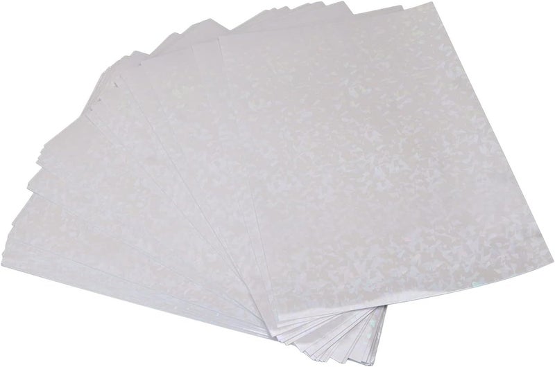 50 Sheets Holographic Cold Laminate Sheet, A4 DIY Laminating Sheets, Cuttable Scratch BOPP Film for Badge Making, Photo Post Lamination, Graphic Framing (Type 1) - Image 1