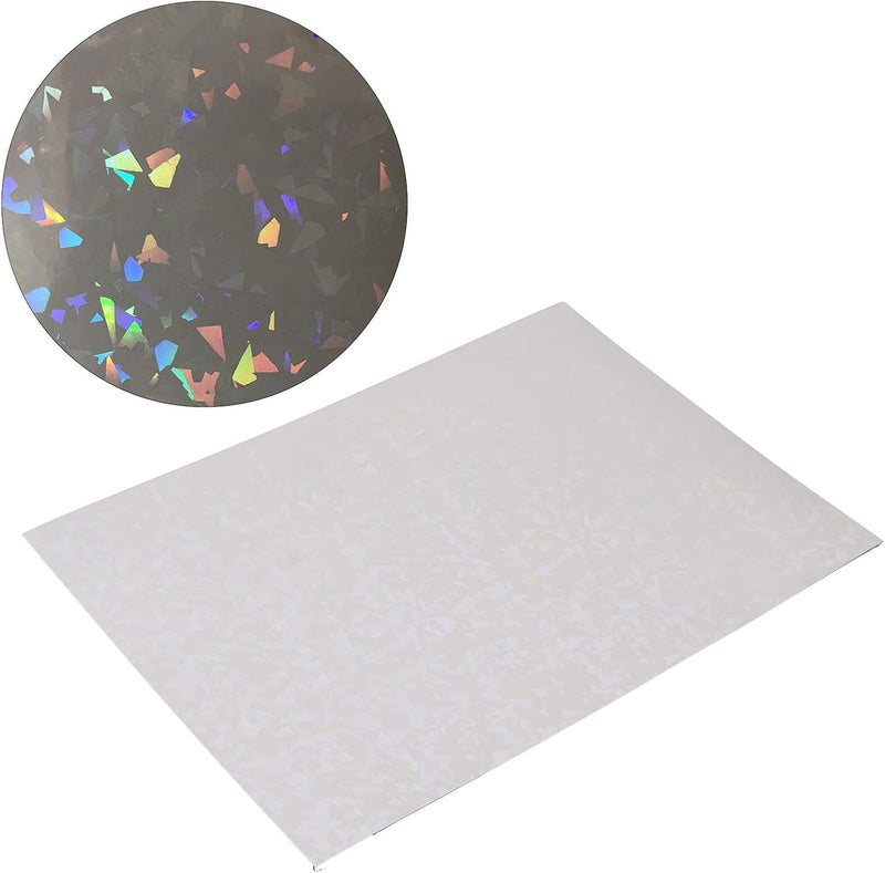 50 Sheets Holographic Cold Laminate Sheet, A4 DIY Laminating Sheets, Cuttable Scratch BOPP Film for Badge Making, Photo Post Lamination, Graphic Framing (Type 1) - Image 5