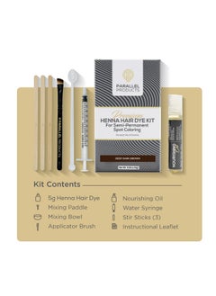 PARALLEL PRODUCTS Spot Color Henna Kit - Henna Hair Dye - 5 Grams - Tint For Professional Spot Coloring - With Nourishing Oil, Mixing Dish And Application Brush - Root Touch Up (Deep Dark Brown)  - Image 3