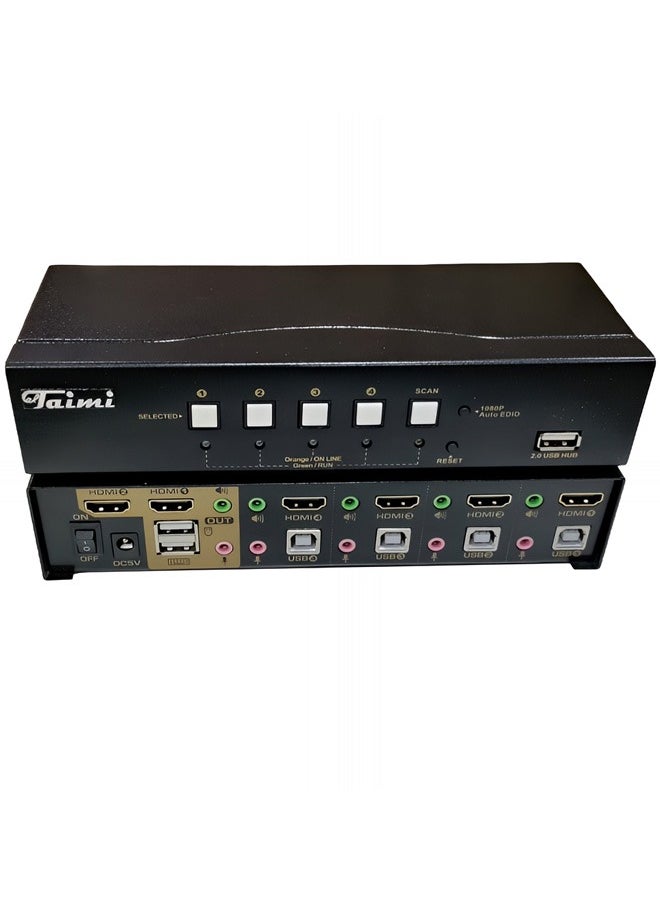 Taimi Taimi 4-Port HDMI Switch with Audio and 4 Cables – 4K - 60Hz - Hotkey Switching  - Image 1