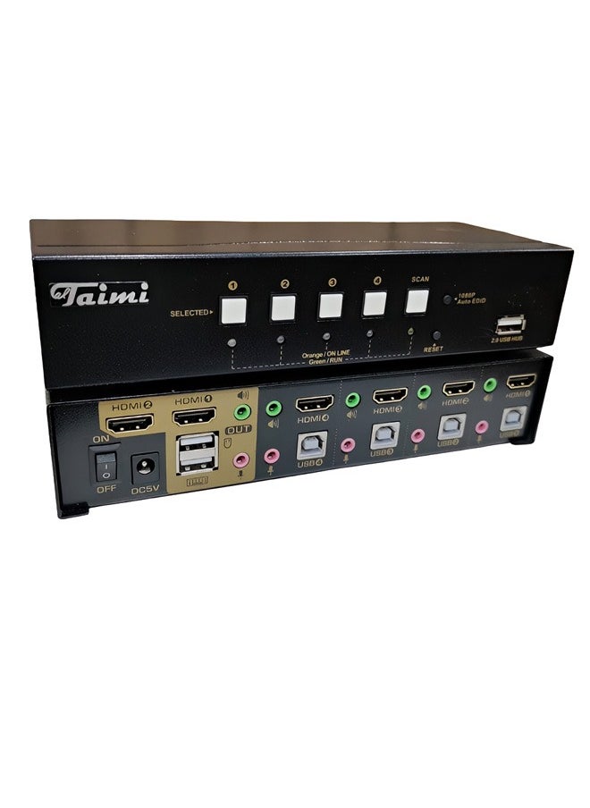 Taimi Taimi 4-Port HDMI Switch with Audio and 4 Cables – 4K - 60Hz - Hotkey Switching  - Image 2