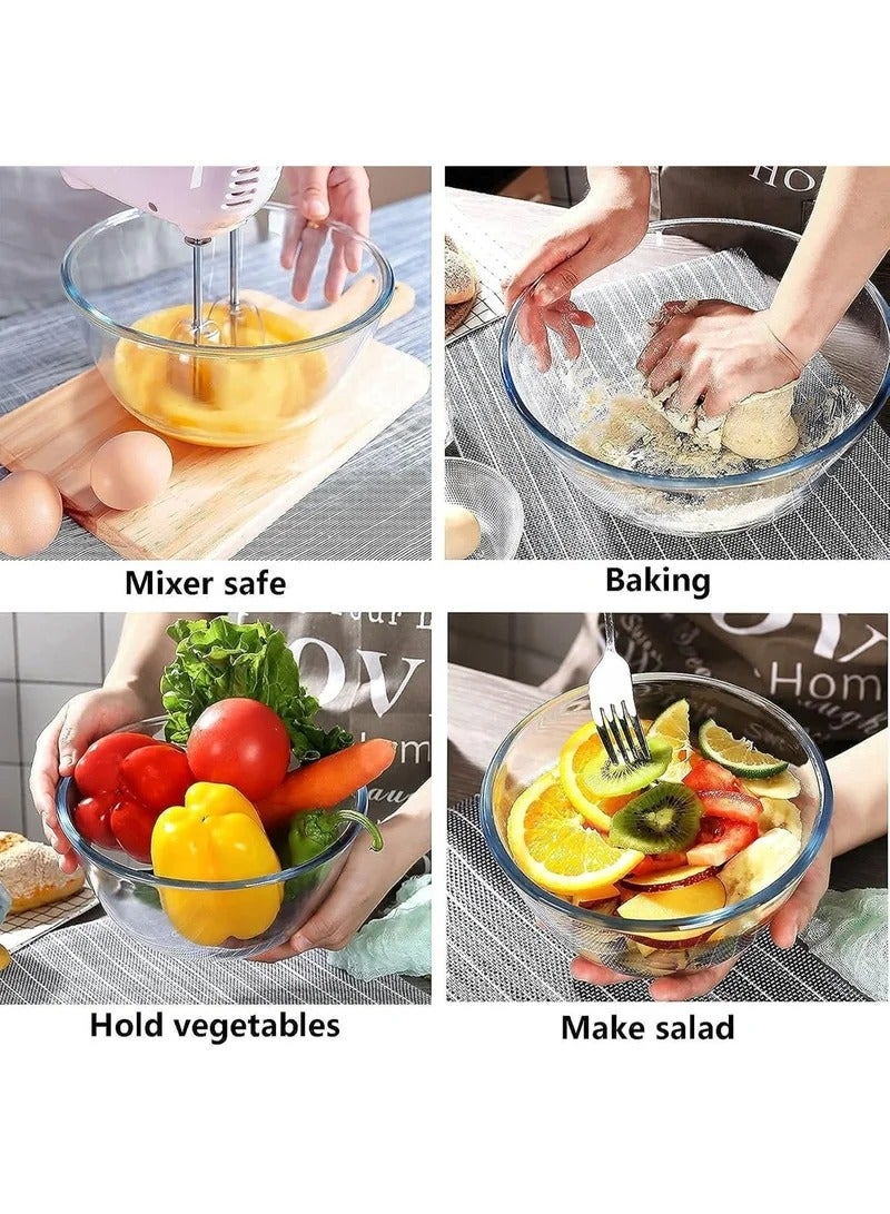 Glass Mixing Bowl Set of 3 for Ramadan Cooking & Baking, Borosilicate Glass Bowls for Iftar & Suhoor Meal Prep, Stackable, Microwave Safe, Non-Toxic Salad & Serving Bowls (1.1QT, 2.5QT, 4.2QT) - Image 3