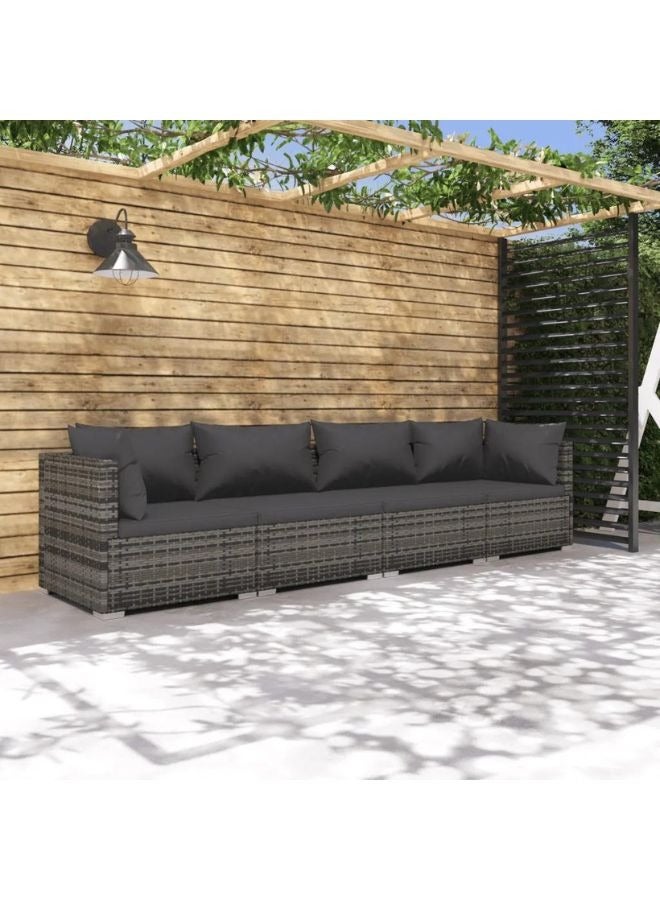 vidaxl vidaXL 4 Piece Garden Lounge Set with Cushions Poly Rattan Grey  - Image 1