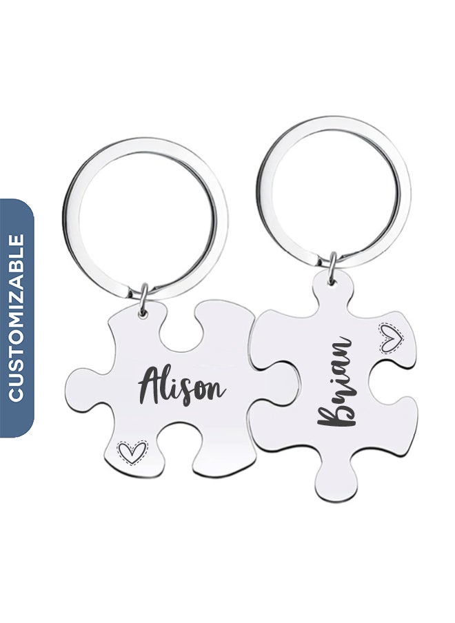 Share the Love Personalized Puzzle Keychains – Custom Engraved Pieces for Couples, Friends, or Family, Perfect Gift for Special Occasions 