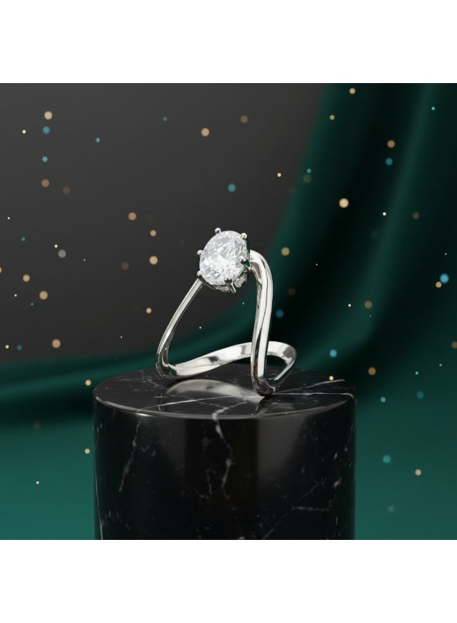 Pretty Precious CZ Adjustable Ring for Women & Girls – Elegant American Diamond Finger Ring, Rhodium or Gold Plated, Comfortable Open Design-Multi - Image 3