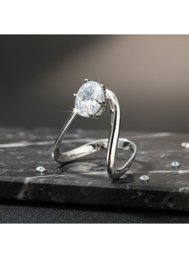 Pretty Precious CZ Adjustable Ring for Women & Girls – Elegant American Diamond Finger Ring, Rhodium or Gold Plated, Comfortable Open Design-Multi - Image 4