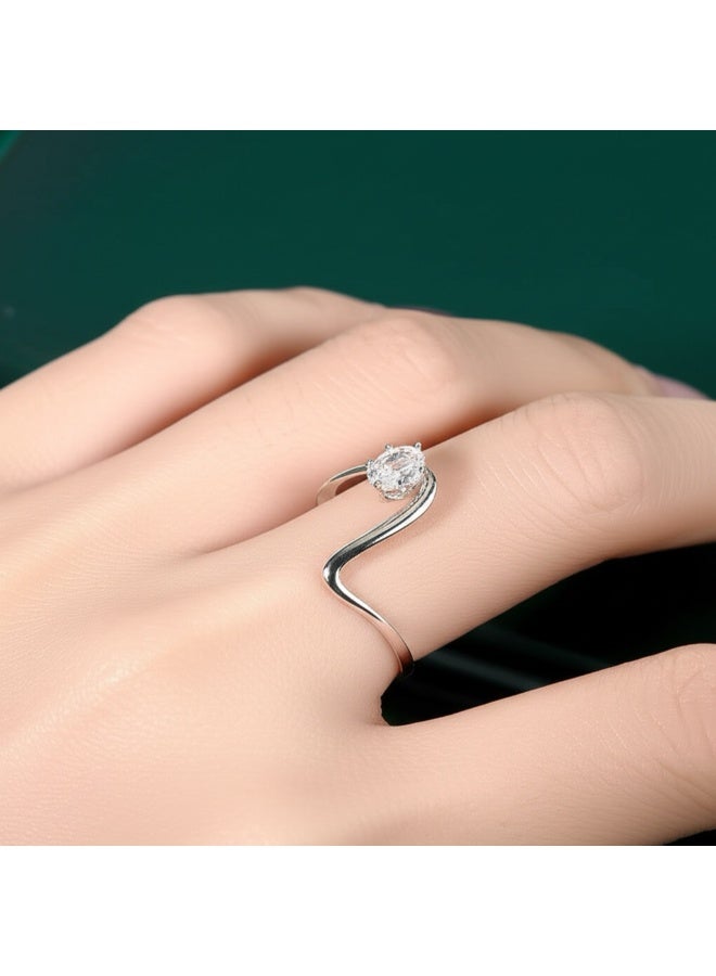 Pretty Precious CZ Adjustable Ring for Women & Girls – Elegant American Diamond Finger Ring, Rhodium or Gold Plated, Comfortable Open Design-Multi - Image 2