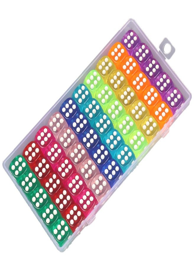 HLGHLG ﻿50 PCS 6-Sided Dice Set, 10 Colorful Mixed Colors Bulk Dice for Board Games Like Math Classroom Teaching, Family Party Games (14mm Small Dice) - Image 1